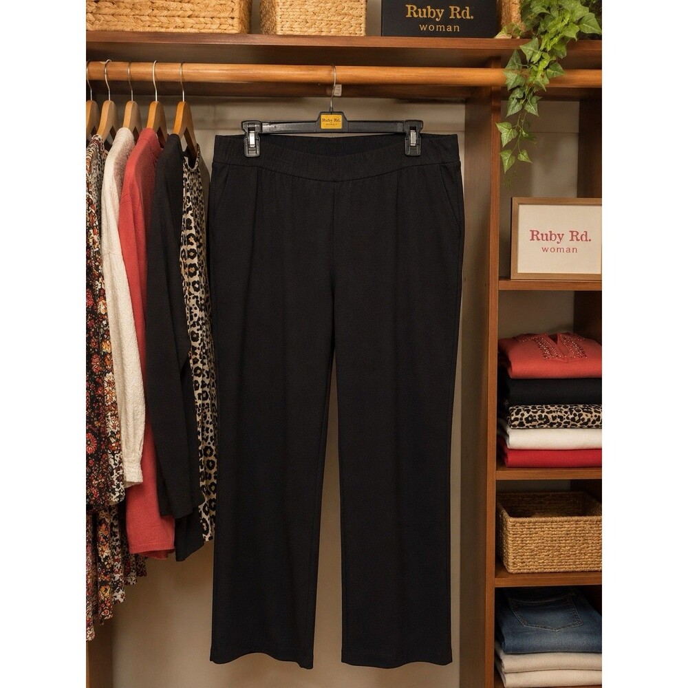 Ruby Rd Woman Black Pull On Stretch Pants Plus Size 24W Career Casual Slacks EUC